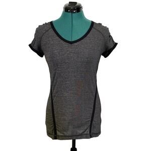 Lululemon Run Team Spirit‎ Tech Short Sleeve Tee Ruffle Cut-out Back Womens Sz 6